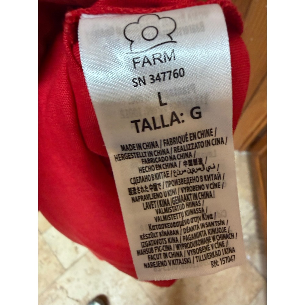 Farm Rio Red 3D Flower Euroflax Premium Linen Maxi Dress Large - Picture 15 of 16